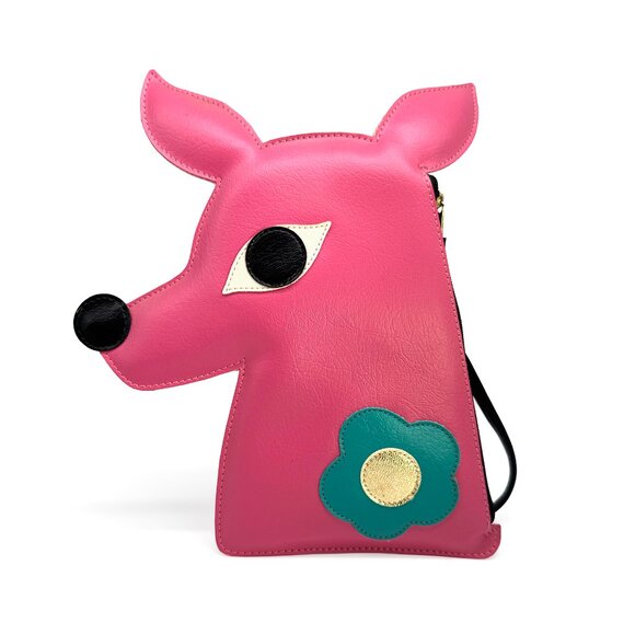 NWOT Patch NYC Pink Deer Head Bag/ Wristlet **Unique & Adorable!** - Picture 1 of 6